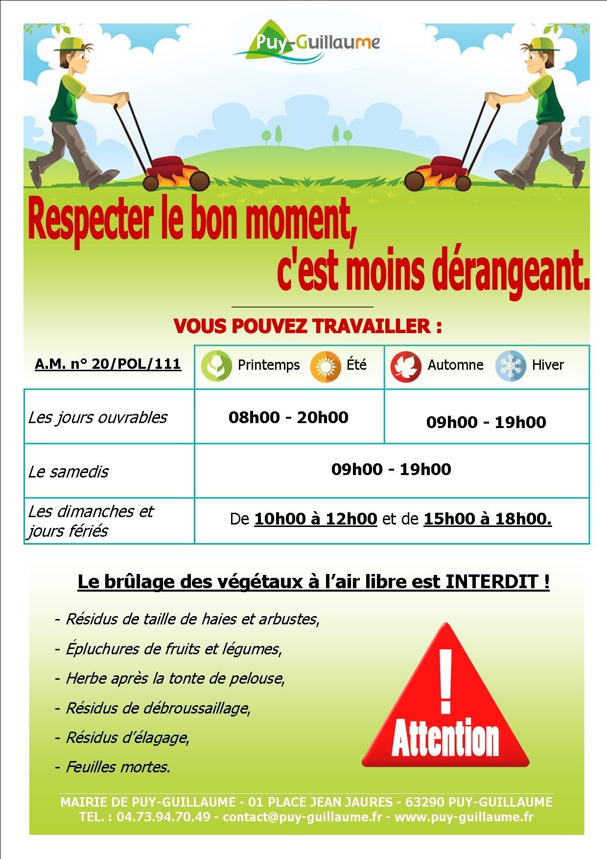Travaux bruyants dans son jardin Commune de PuyGuillaume