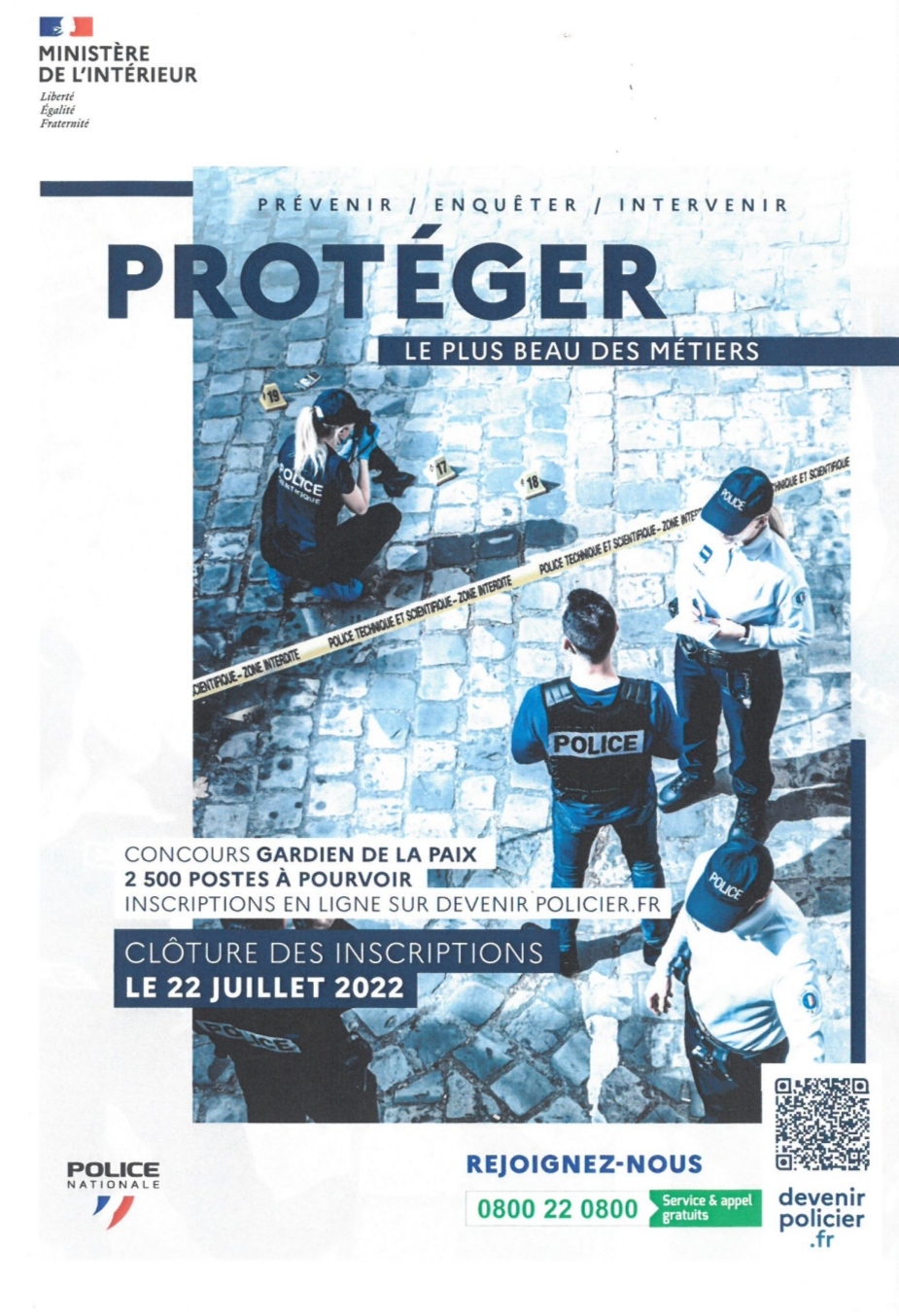 Recrutements Police Nationale Concours de Gardien de la Paix